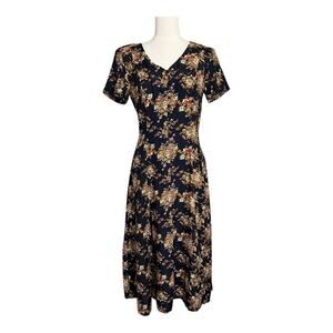 Vintage 90s Floral Boho Dress Rampage Cottagecore Grunge Button Down Midi 5